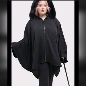 Killstar Black Hooded Poncho Sweater